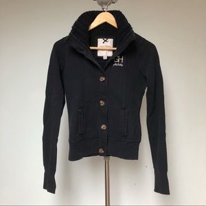 Gilly Hicks navy button up knit jacket